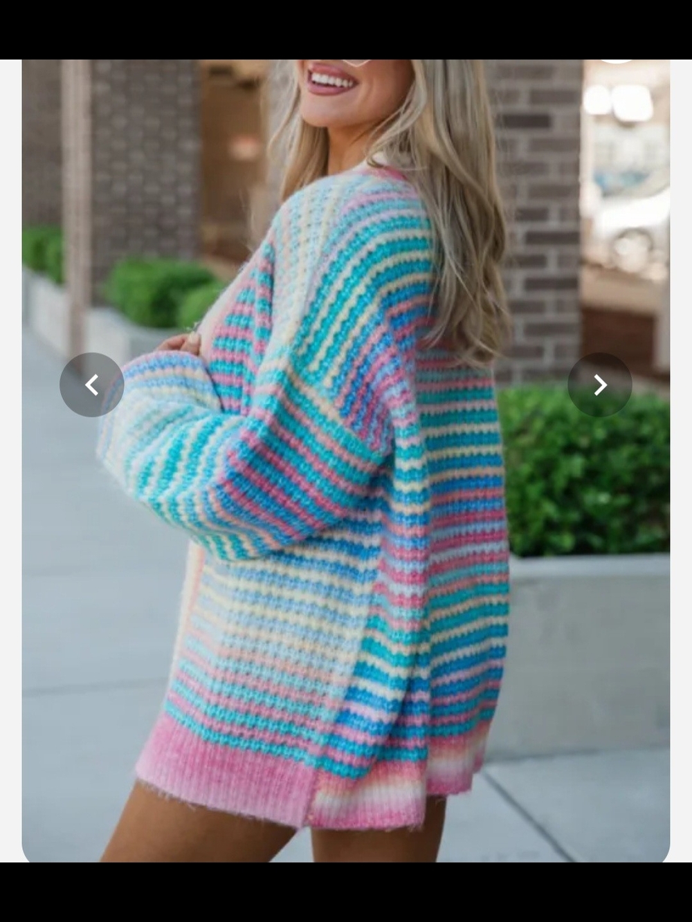 Polagram Gradient Pastel Multi-Stripe Open Cardigan Sweater - Picture 2 of 13